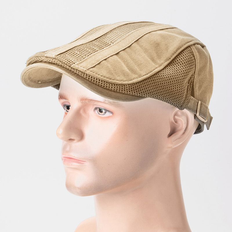 Collrown Herr Enfärgad Mesh Andningsbar Casual Outdoor Solskydd Fram Hatt Flat Hat Justerbar Basker Keps