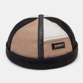 Collrown Herr Metall Bokstavsetikett Färgblocksömmar Hyresvärd Keps Utomhus Casual Windowe Solskydd Polar Fleece Beanie Skalkeps