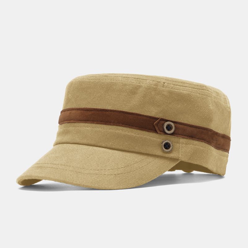 Collrown Herr Nit Flat Hat Dekorativt Bälte Patchwork Justerbar Casual Military Cap Peaked Cap Newsboy Cap