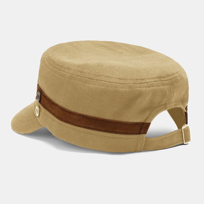 Collrown Herr Nit Flat Hat Dekorativt Bälte Patchwork Justerbar Casual Military Cap Peaked Cap Newsboy Cap