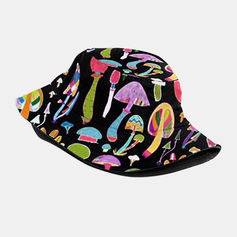 Collrown Unisex Färgglad Svampmönstertryck Casual Mjuk Outdoor Travel Bucket Hat