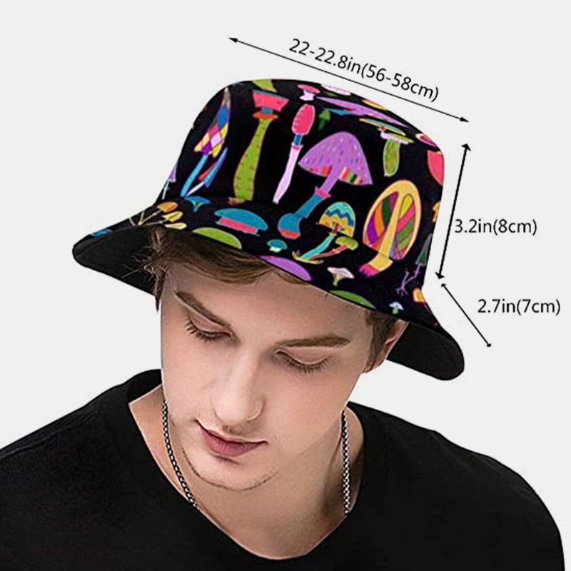 Collrown Unisex Färgglad Svampmönstertryck Casual Mjuk Outdoor Travel Bucket Hat