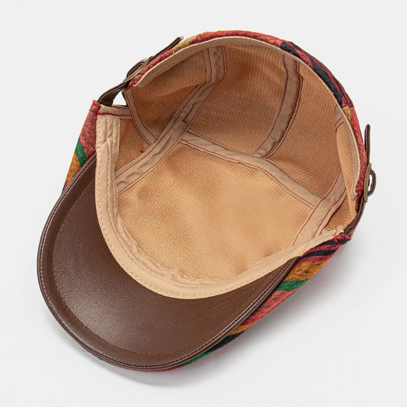 Collrown Unisex Pu-lädersömmar Färgade Randbasker Utomhus Casual Visir Anti-uv Platt Hatt