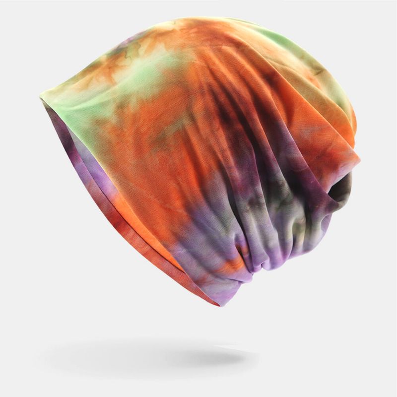 Dam Bomull Dubbel Användning Tie-dye Nackskydd Scarf Bib Hat Bränslefri Mössa