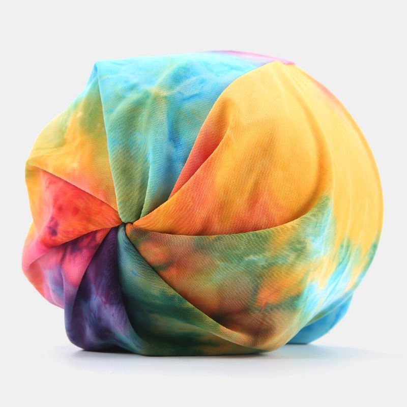 Dam Bomull Dubbel Användning Tie-dye Nackskydd Scarf Bib Hat Bränslefri Mössa