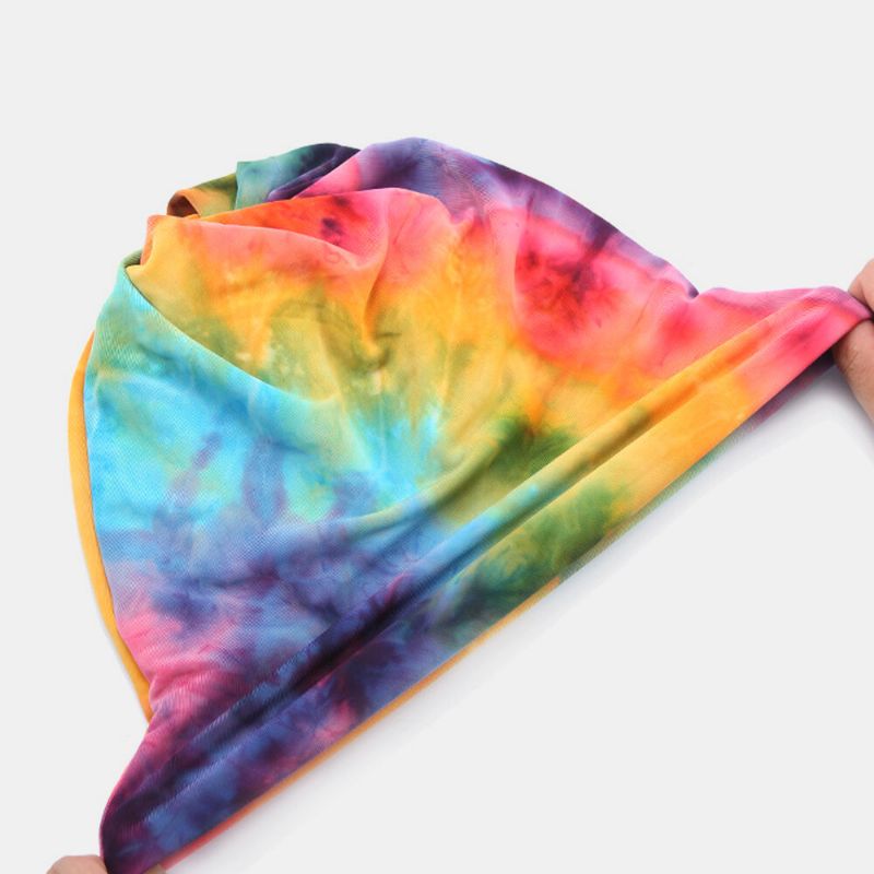 Dam Bomull Dubbel Användning Tie-dye Nackskydd Scarf Bib Hat Bränslefri Mössa