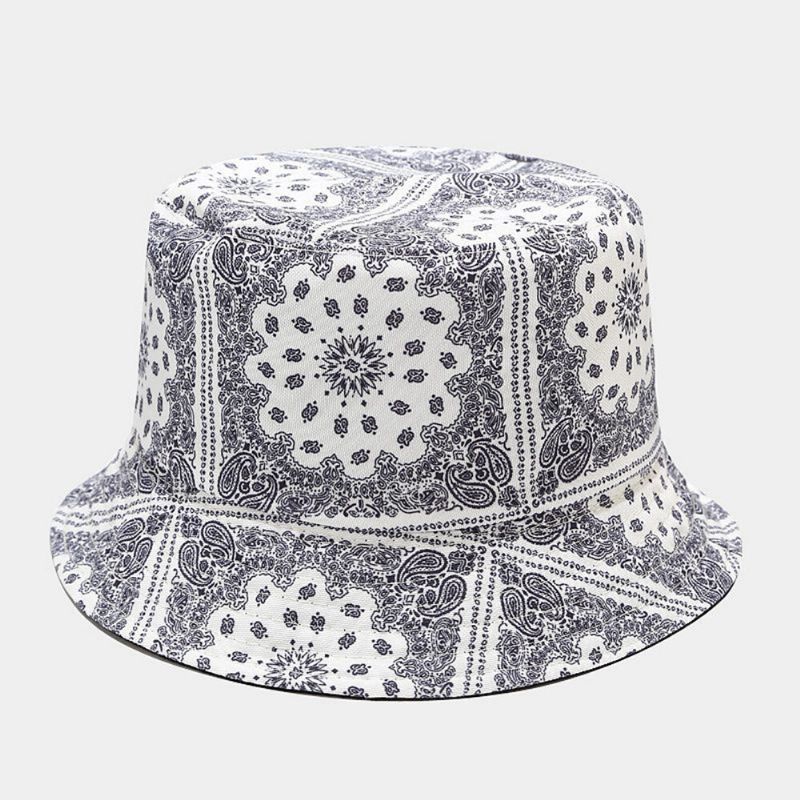 Dam Dubbelsidig Sommar Uv-skydd Cashewblommönster Broderi Casual Snygg Solhatt Bucket Hat