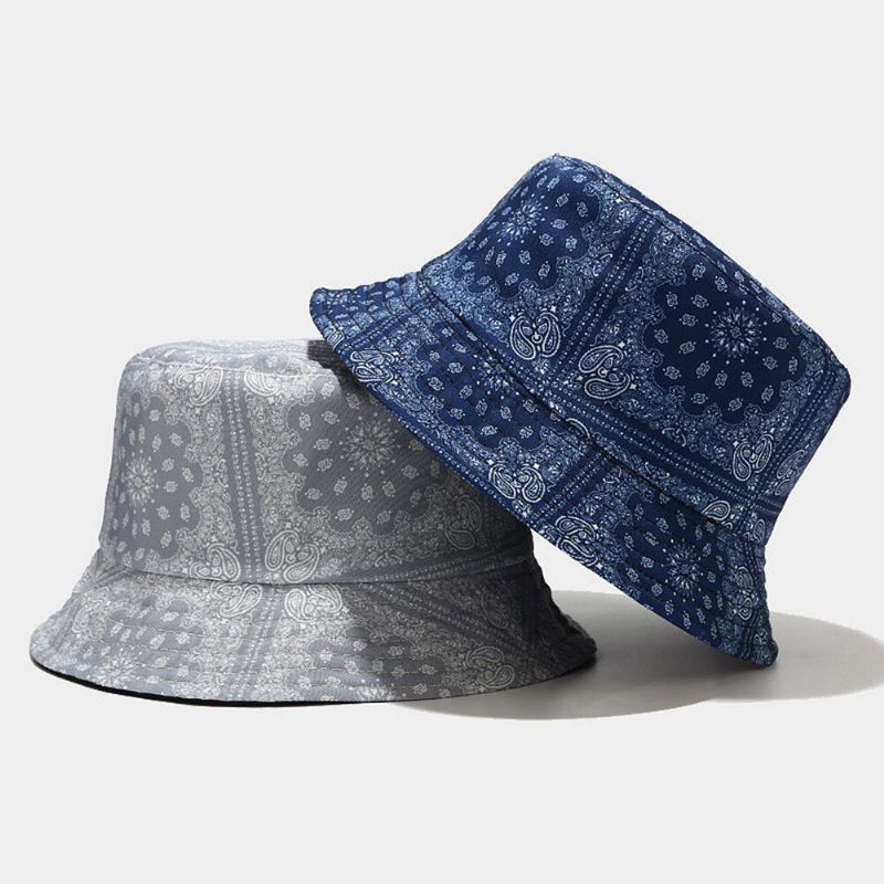 Dam Dubbelsidig Sommar Uv-skydd Cashewblommönster Broderi Casual Snygg Solhatt Bucket Hat