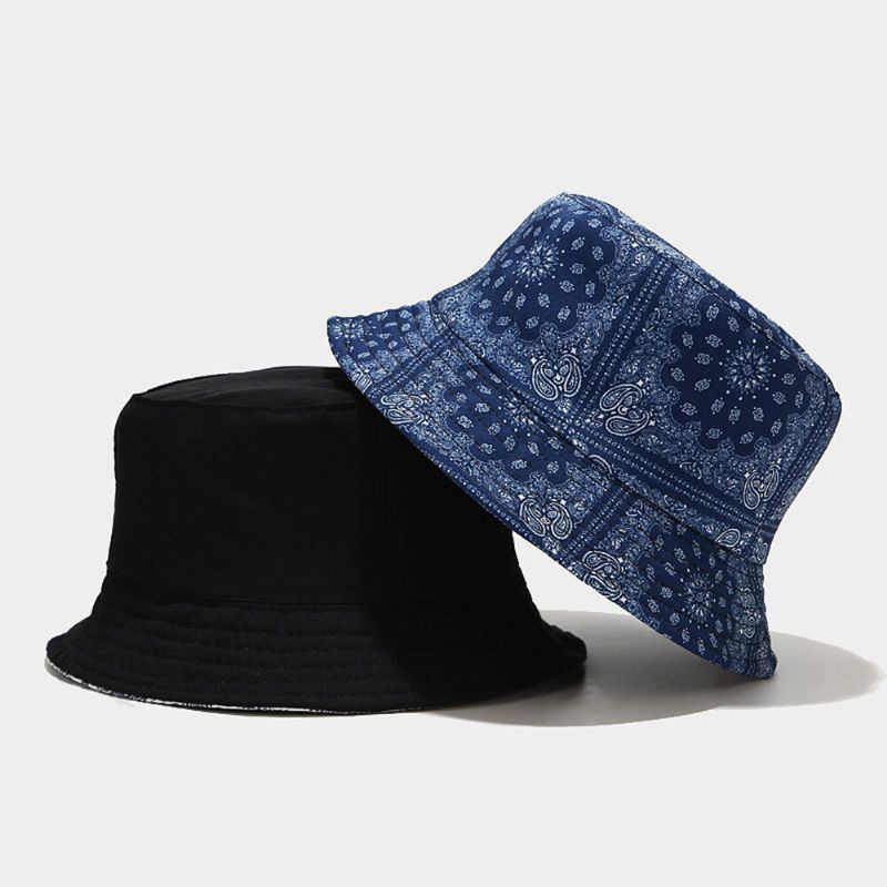 Dam Dubbelsidig Sommar Uv-skydd Cashewblommönster Broderi Casual Snygg Solhatt Bucket Hat