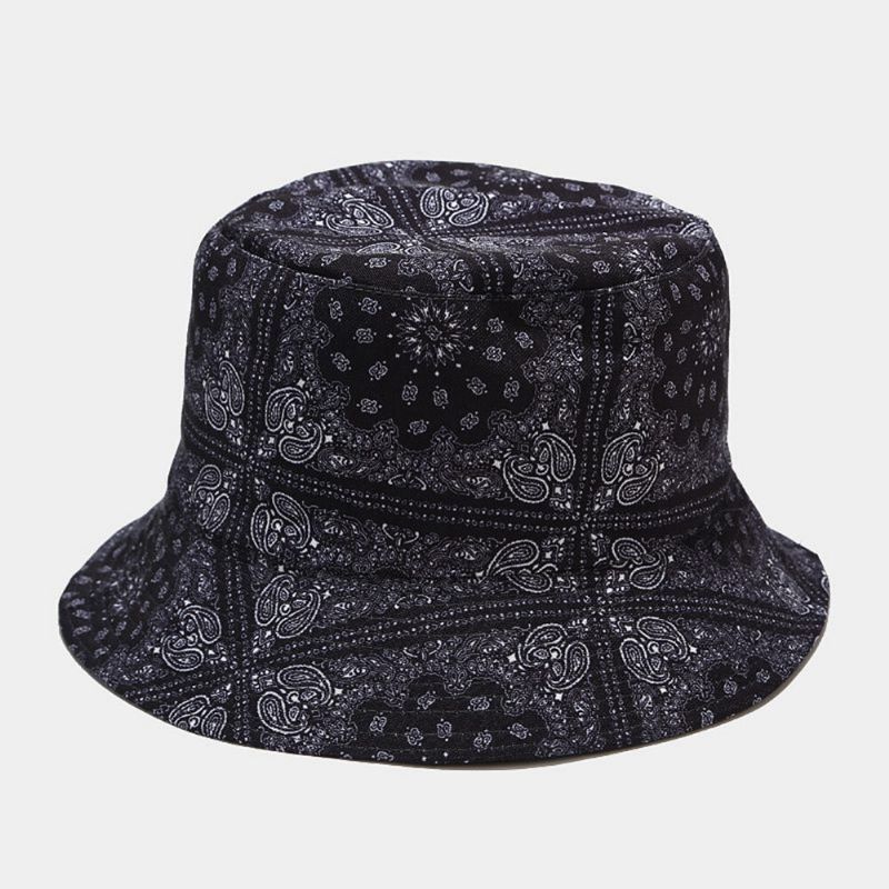 Dam Dubbelsidig Sommar Uv-skydd Cashewblommönster Broderi Casual Snygg Solhatt Bucket Hat