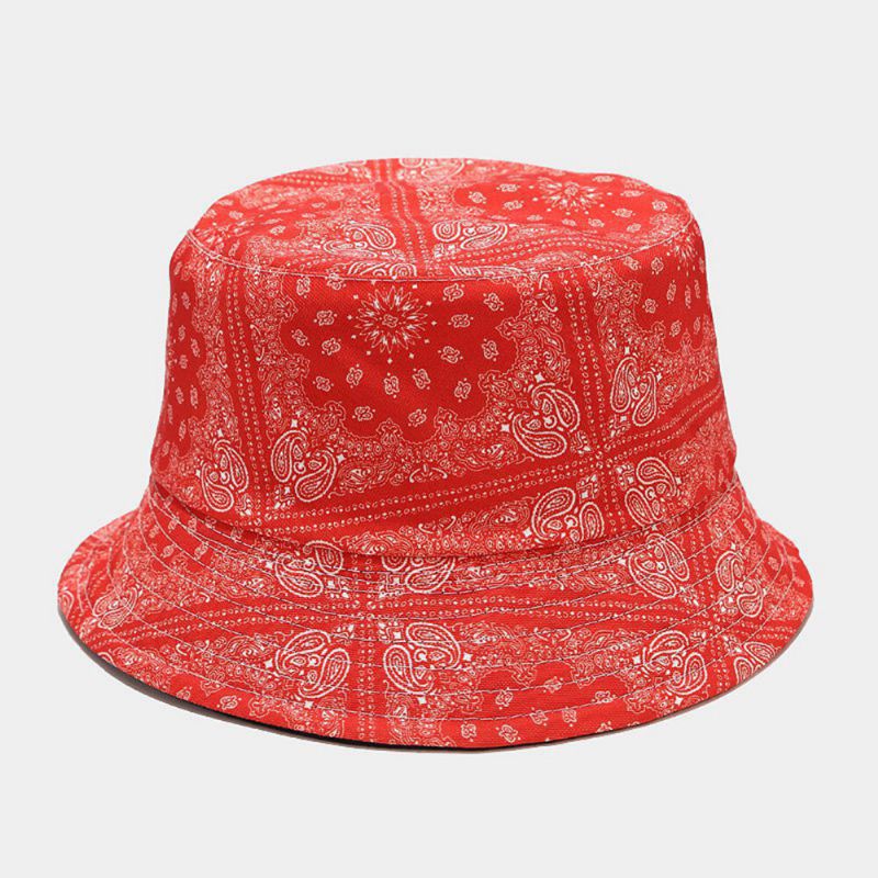 Dam Dubbelsidig Sommar Uv-skydd Cashewblommönster Broderi Casual Snygg Solhatt Bucket Hat