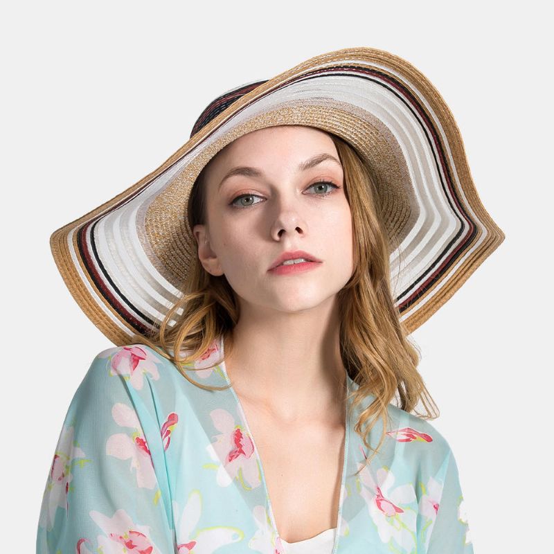 Dam Gradient Hollow Large Edge Cap Travel Shade Straw Hat