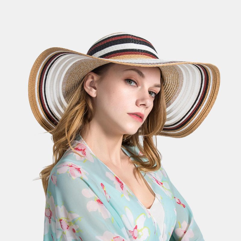 Dam Gradient Hollow Large Edge Cap Travel Shade Straw Hat