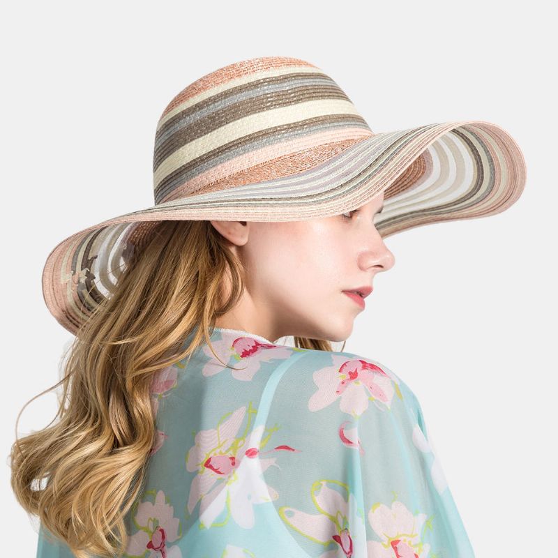 Dam Gradient Hollow Large Edge Cap Travel Shade Straw Hat