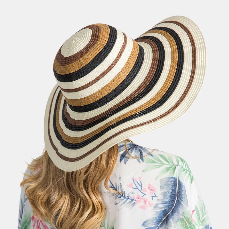 Dam Gradient Hollow Large Edge Cap Travel Shade Straw Hat