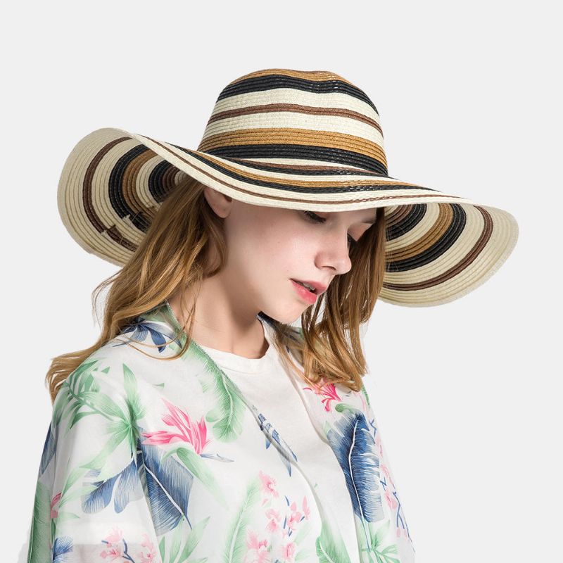 Dam Gradient Hollow Large Edge Cap Travel Shade Straw Hat