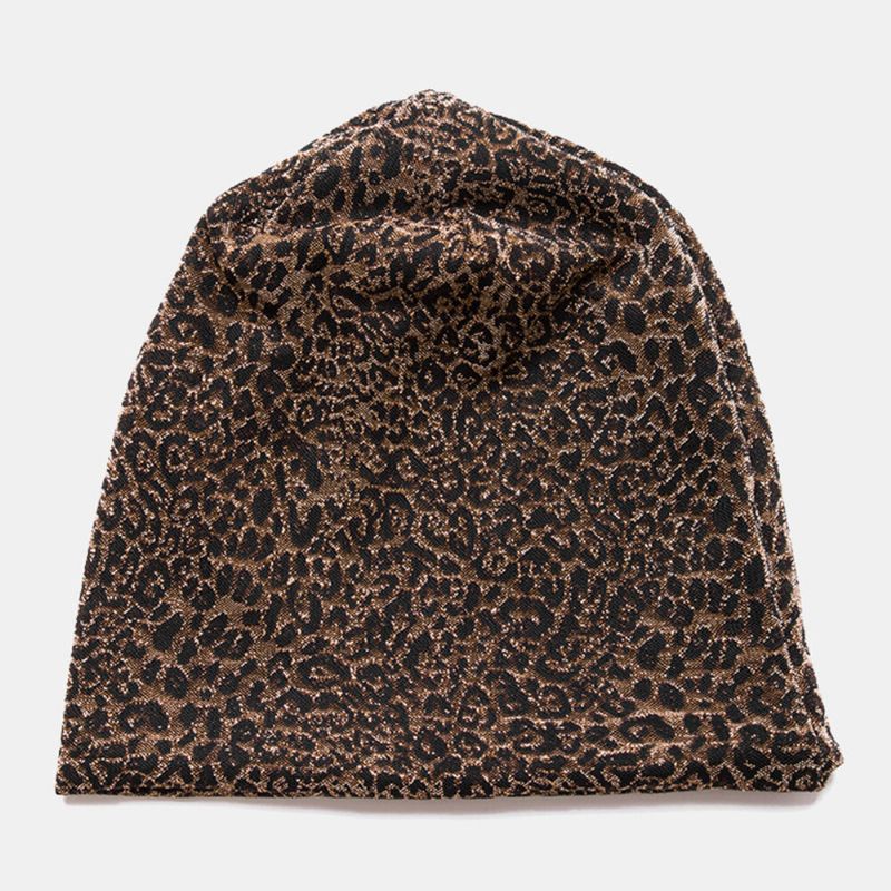 Dam Leopardmönster Elastisk Baotou-hatt Sommar Höst Utomhussolskydd Andas Justerbar Skull Hat Beanie Hatt