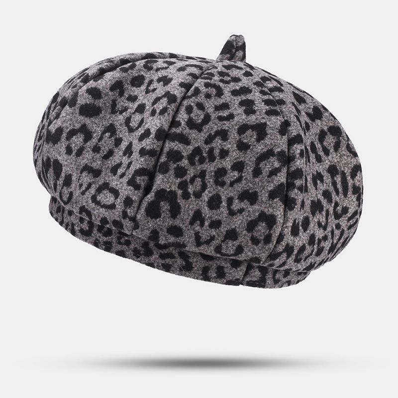 Dam Ylle Varm Ung All-match Leopard Mönster Målare Hatt Newsboy Hatt Åttakantig Hatt Basker Hatt