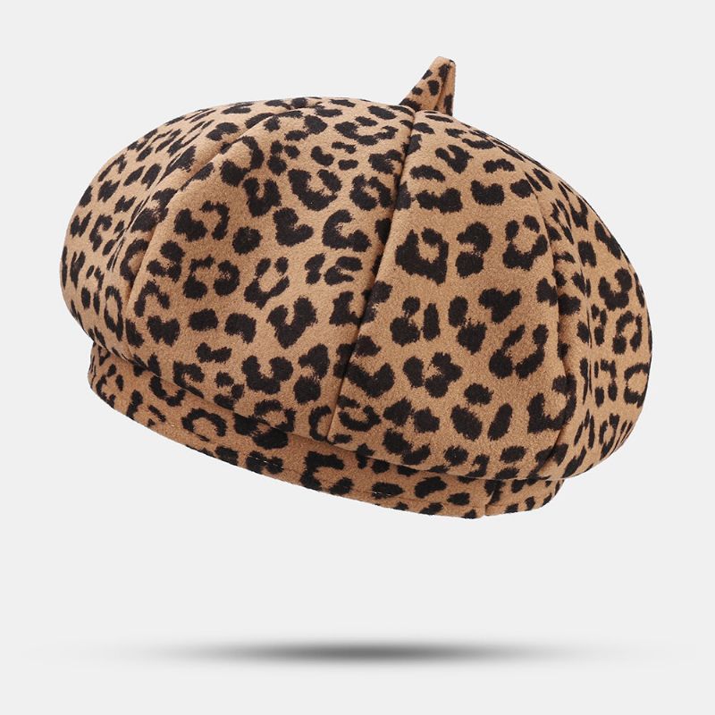 Dam Ylle Varm Ung All-match Leopard Mönster Målare Hatt Newsboy Hatt Åttakantig Hatt Basker Hatt