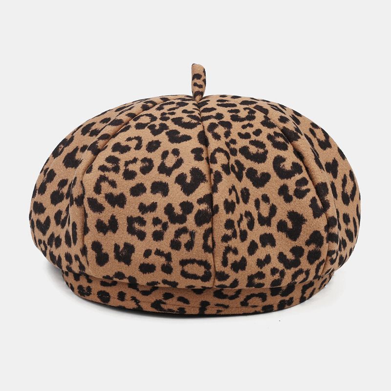 Dam Ylle Varm Ung All-match Leopard Mönster Målare Hatt Newsboy Hatt Åttakantig Hatt Basker Hatt