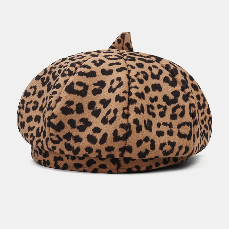 Dam Ylle Varm Ung All-match Leopard Mönster Målare Hatt Newsboy Hatt Åttakantig Hatt Basker Hatt