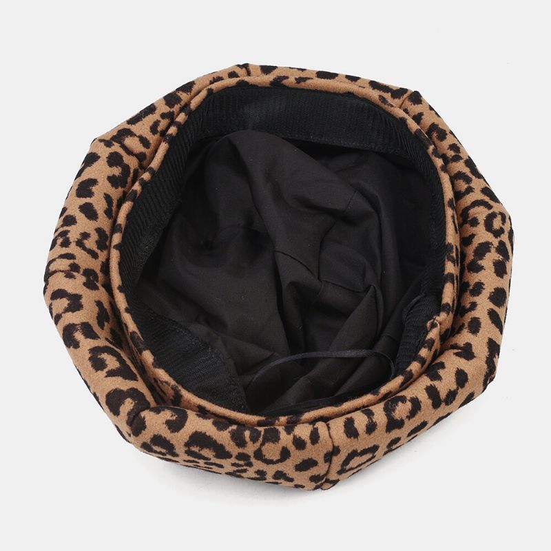 Dam Ylle Varm Ung All-match Leopard Mönster Målare Hatt Newsboy Hatt Åttakantig Hatt Basker Hatt