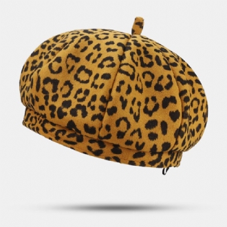 Dam Ylle Varm Ung All-match Leopard Mönster Målare Hatt Newsboy Hatt Åttakantig Hatt Basker Hatt