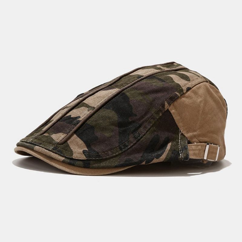 Herr Bomull Baskerkeps Camouflage Casual Solskydd Framåt Hatt Platt Keps