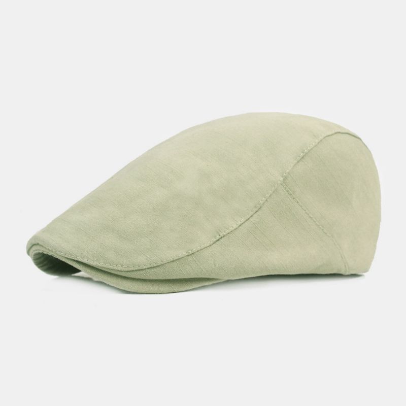 Herr Bomull Baskerkeps Enfärgad Justerbar Casual Retro Solskydd Framåt Cap Flat Hat