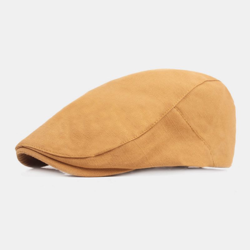 Herr Bomull Baskerkeps Enfärgad Justerbar Casual Retro Solskydd Framåt Cap Flat Hat