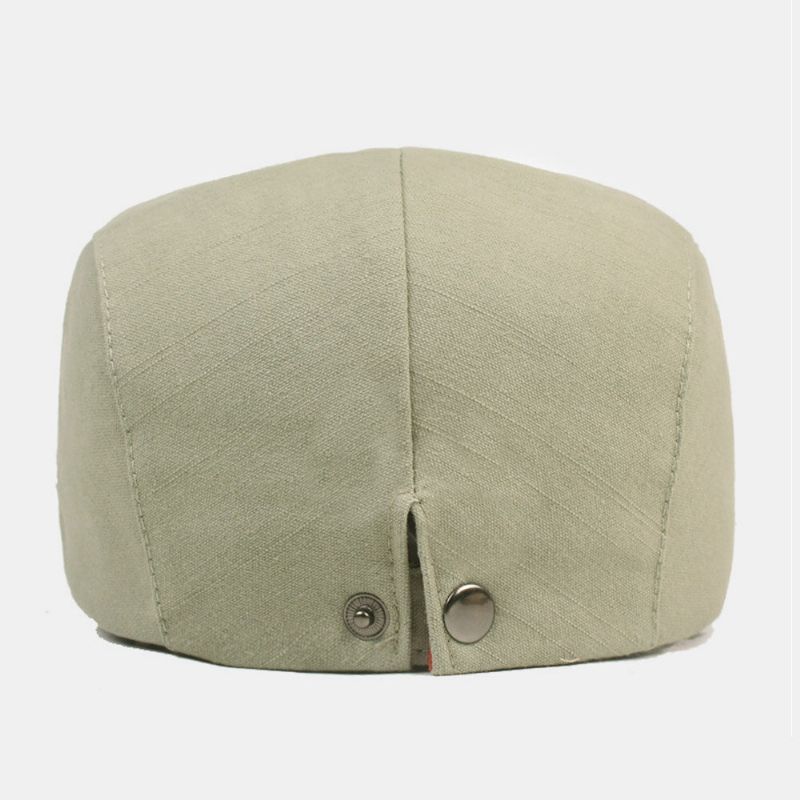 Herr Bomull Baskerkeps Enfärgad Justerbar Casual Retro Solskydd Framåt Cap Flat Hat