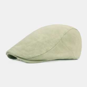 Herr Bomull Baskerkeps Enfärgad Justerbar Casual Retro Solskydd Framåt Cap Flat Hat