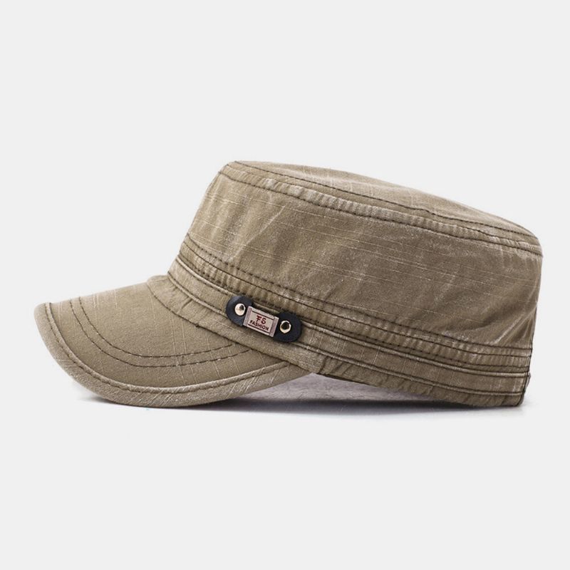 Herr Bomull Enfärgad Make-old Utomhus Casual Solskydd Militär Keps Flat Hat