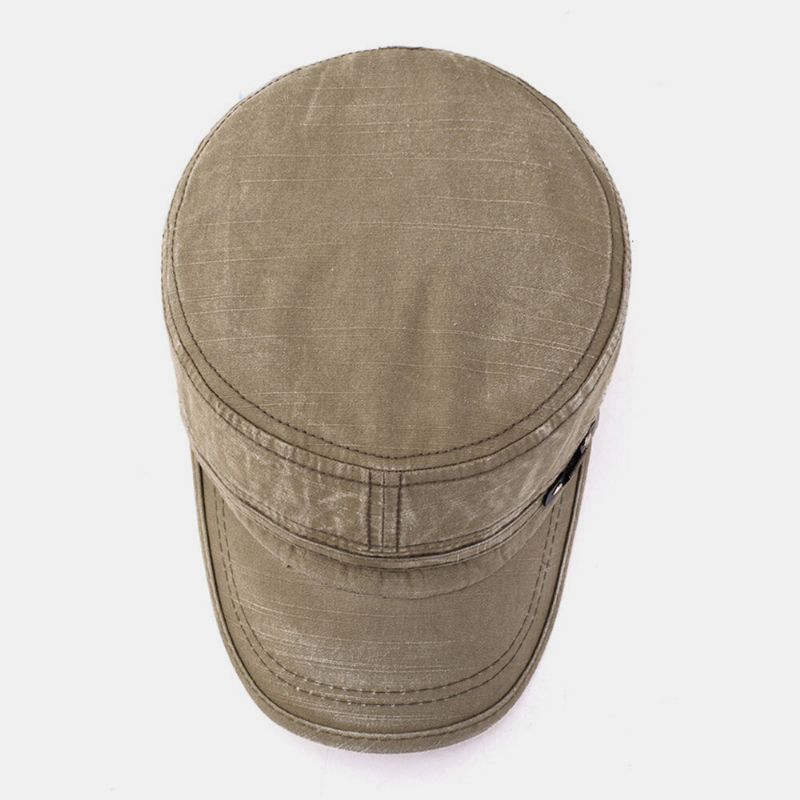 Herr Bomull Enfärgad Make-old Utomhus Casual Solskydd Militär Keps Flat Hat