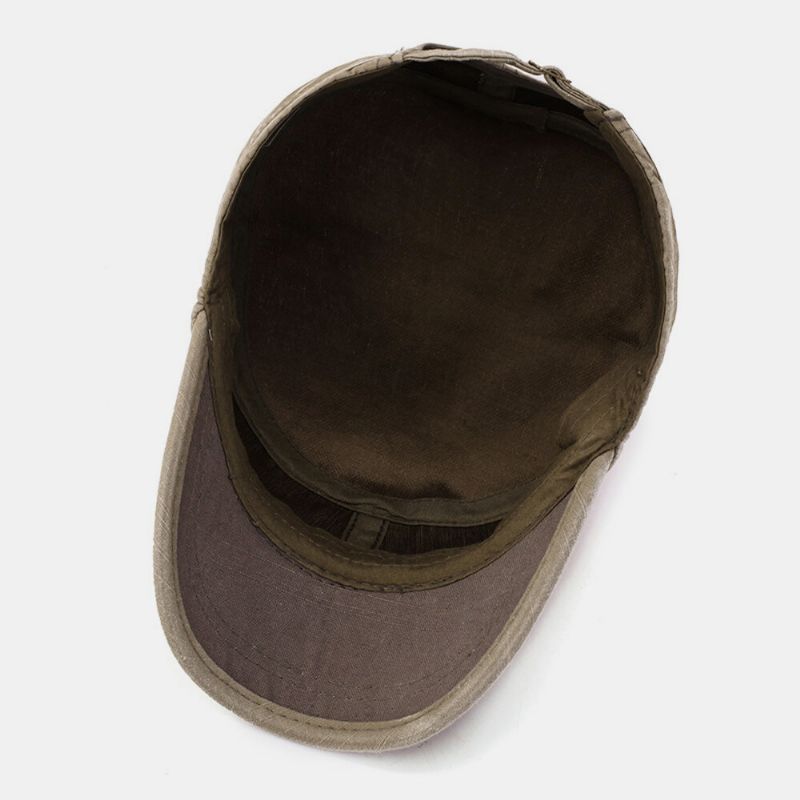 Herr Bomull Enfärgad Make-old Utomhus Casual Solskydd Militär Keps Flat Hat