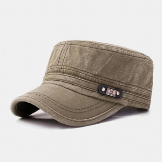 Herr Bomull Enfärgad Make-old Utomhus Casual Solskydd Militär Keps Flat Hat