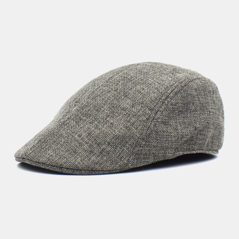 Herr Bomull Enfärgad Retro Casual Andas Solskydd Framåt Cap Basker Cap Flat Cap