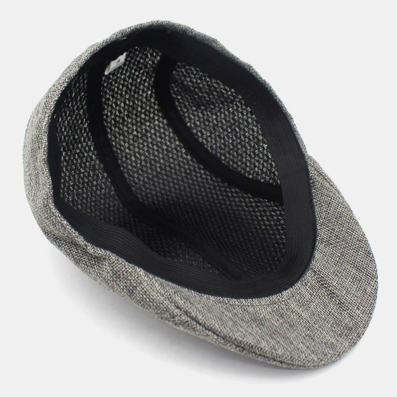 Herr Bomull Enfärgad Retro Casual Andas Solskydd Framåt Cap Basker Cap Flat Cap