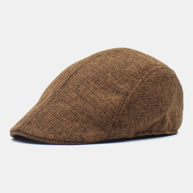 Herr Bomull Enfärgad Retro Casual Andas Solskydd Framåt Cap Basker Cap Flat Cap