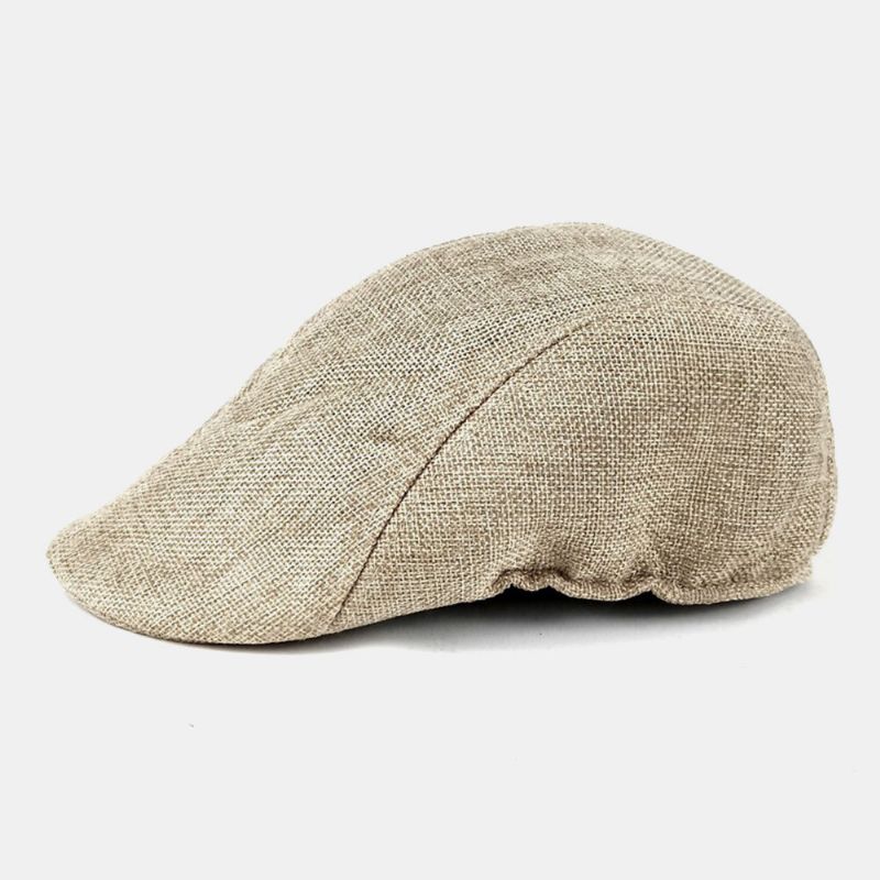 Herr Bomull Enfärgad Retro Casual Andas Solskydd Framåt Cap Basker Cap Flat Cap