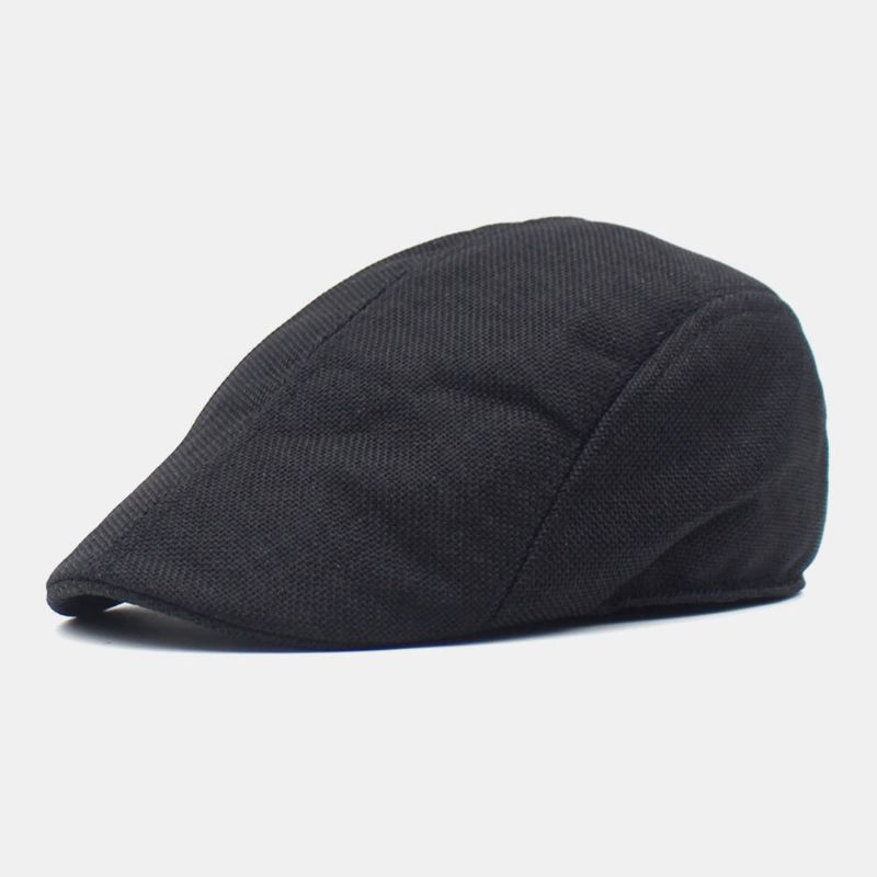 Herr Bomull Enfärgad Retro Casual Andas Solskydd Framåt Cap Basker Cap Flat Cap