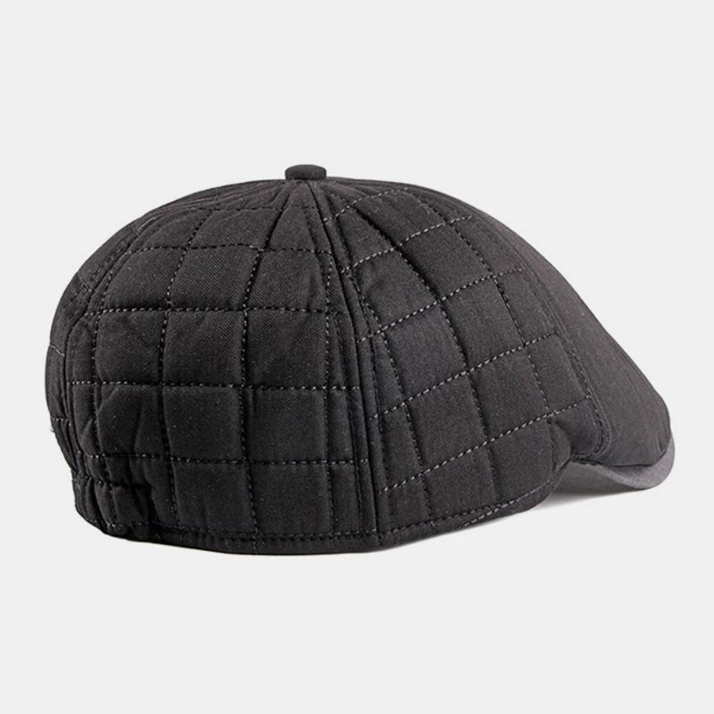 Herr Bomull Höst Vinter Thicken Plus Velvet Basker Keps Brittisk Retro Hörselskydd Hörselkåpor Vindtät Platt Hatt Framåt Hatt