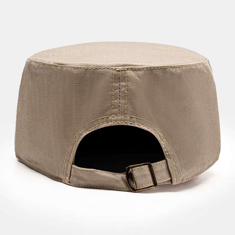 Herr Bomull Justerbar Rem Army Keps Kadett Hatt Metalletikett Design Militär Keps Flat Top Cap