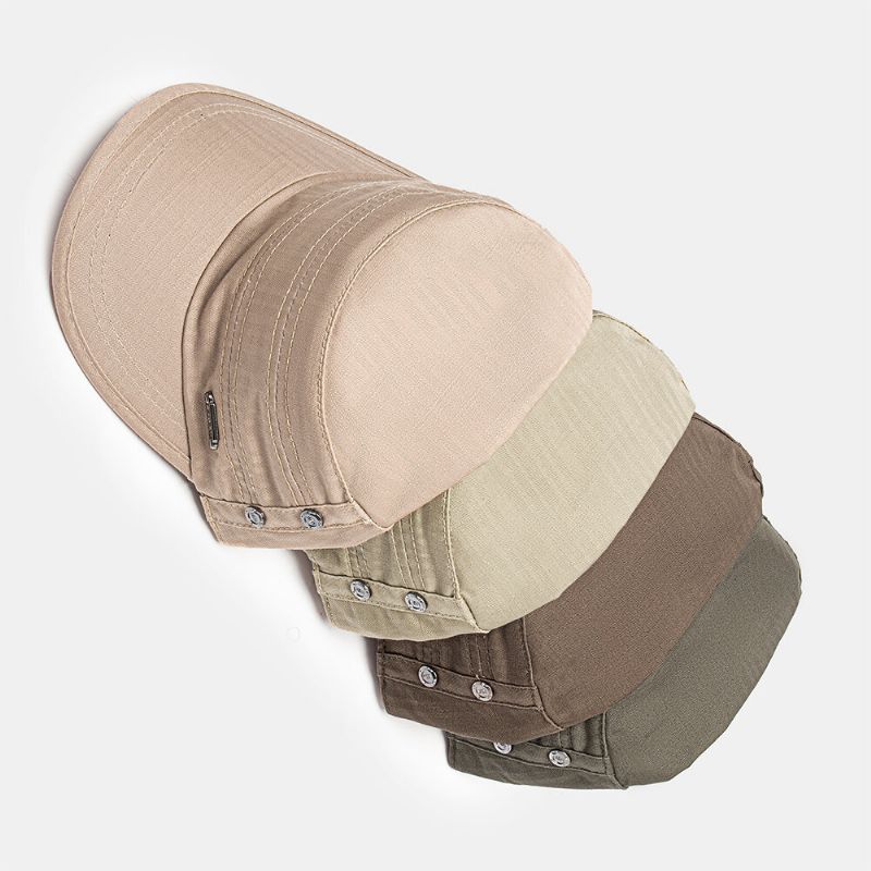 Herr Bomull Justerbar Rem Army Keps Kadett Hatt Metalletikett Design Militär Keps Flat Top Cap