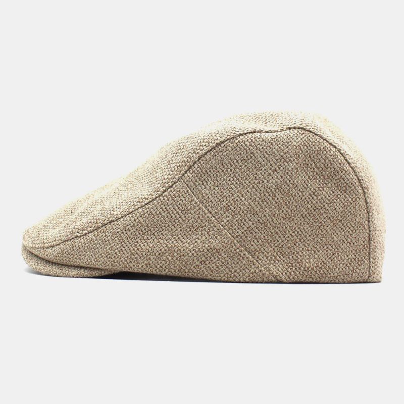 Herr Bomull Linne Enfärgad Retro Casual Solskydd Framåt Cap Basker Cap Flat Cap Målarhatt