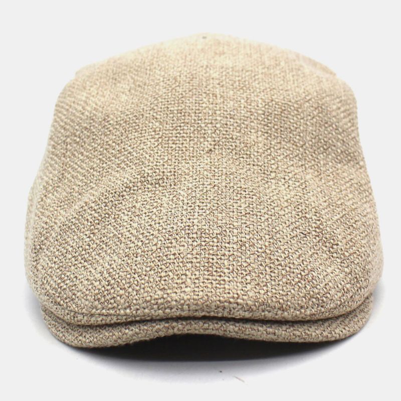 Herr Bomull Linne Enfärgad Retro Casual Solskydd Framåt Cap Basker Cap Flat Cap Målarhatt