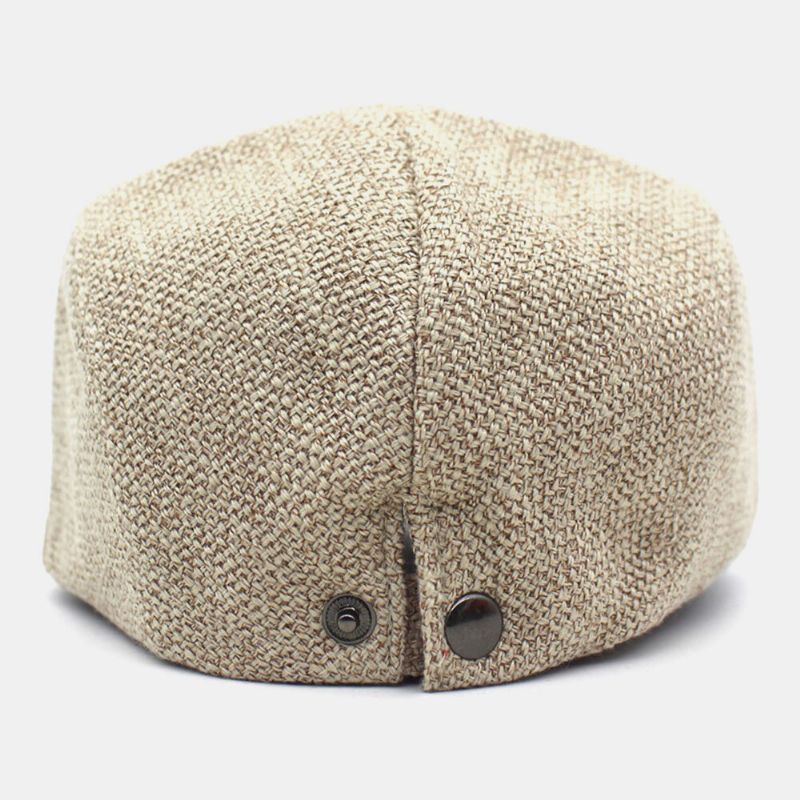 Herr Bomull Linne Enfärgad Retro Casual Solskydd Framåt Cap Basker Cap Flat Cap Målarhatt