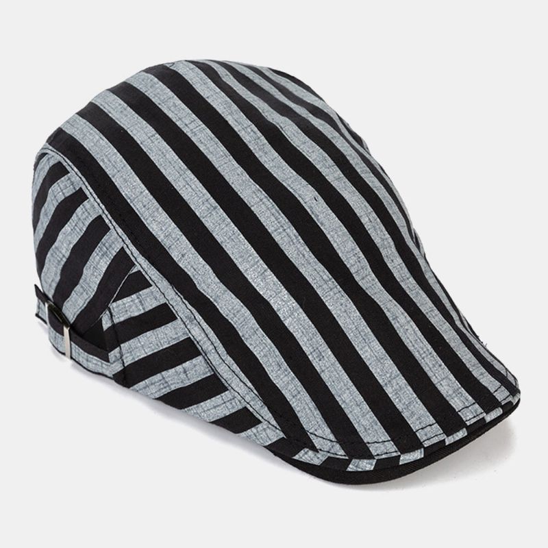 Herr Bomull-linne Randigt Mönster Retro Forward Hat Flat Cap Basker Cap