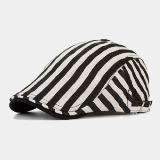 Herr Bomull-linne Randigt Mönster Retro Forward Hat Flat Cap Basker Cap