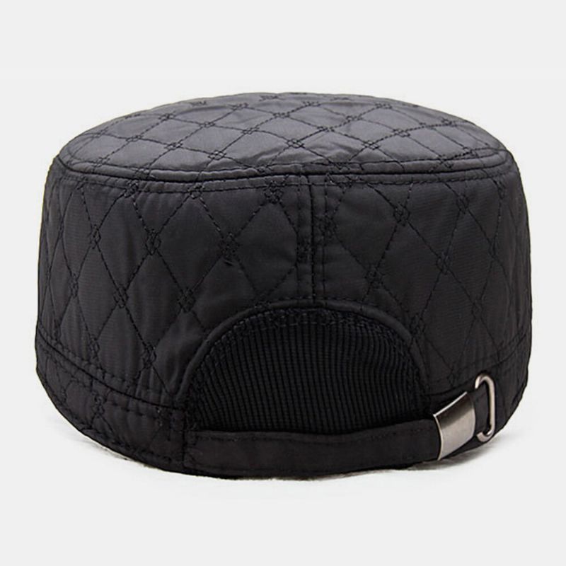 Herr Bomull Polyester Plädmönster Höst Vinter Tjock Varm Army Keps Kadett Mössa Utomhus Hörselskydd Hörselkåpor Vindtät Comfy Flat Top Cap Military Cap